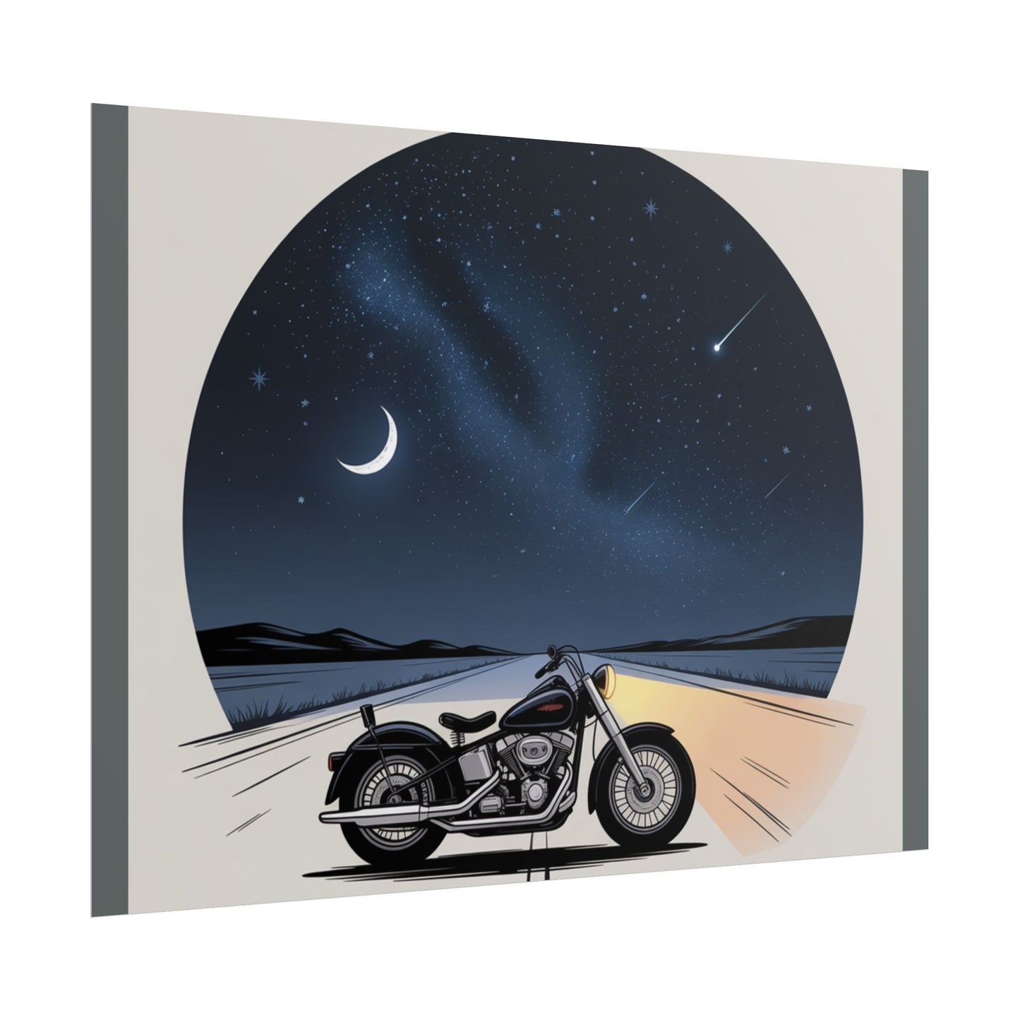 Motorcycle Night Sky Rolled Posters
