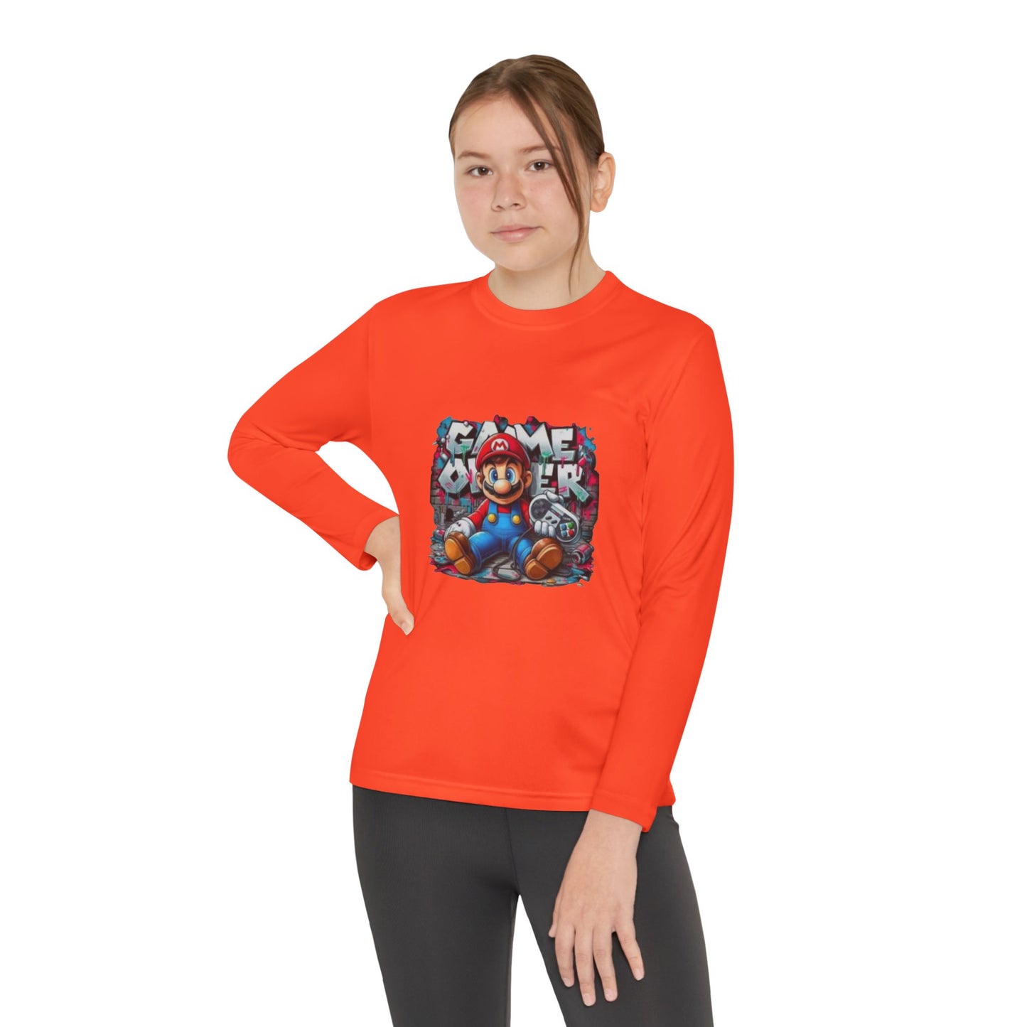 "Game Over" Graphic Youth Long Sleeve Gamer Character Tee