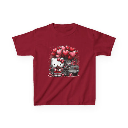 Kids Tee — Cute Kitty with Heart Balloons Valentine Shirt
