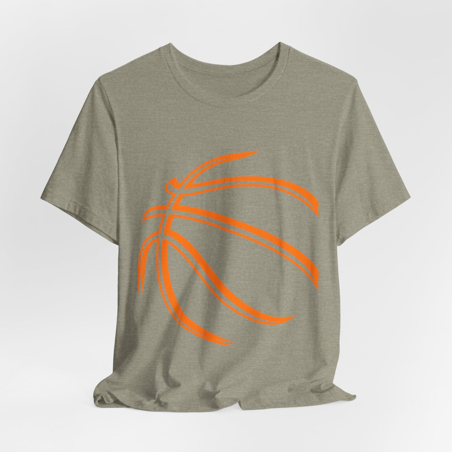 Basketball Line Art Tee — Orange Outline Basketball T-Shirt