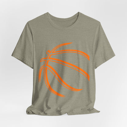 Basketball Line Art Tee — Orange Outline Basketball T-Shirt