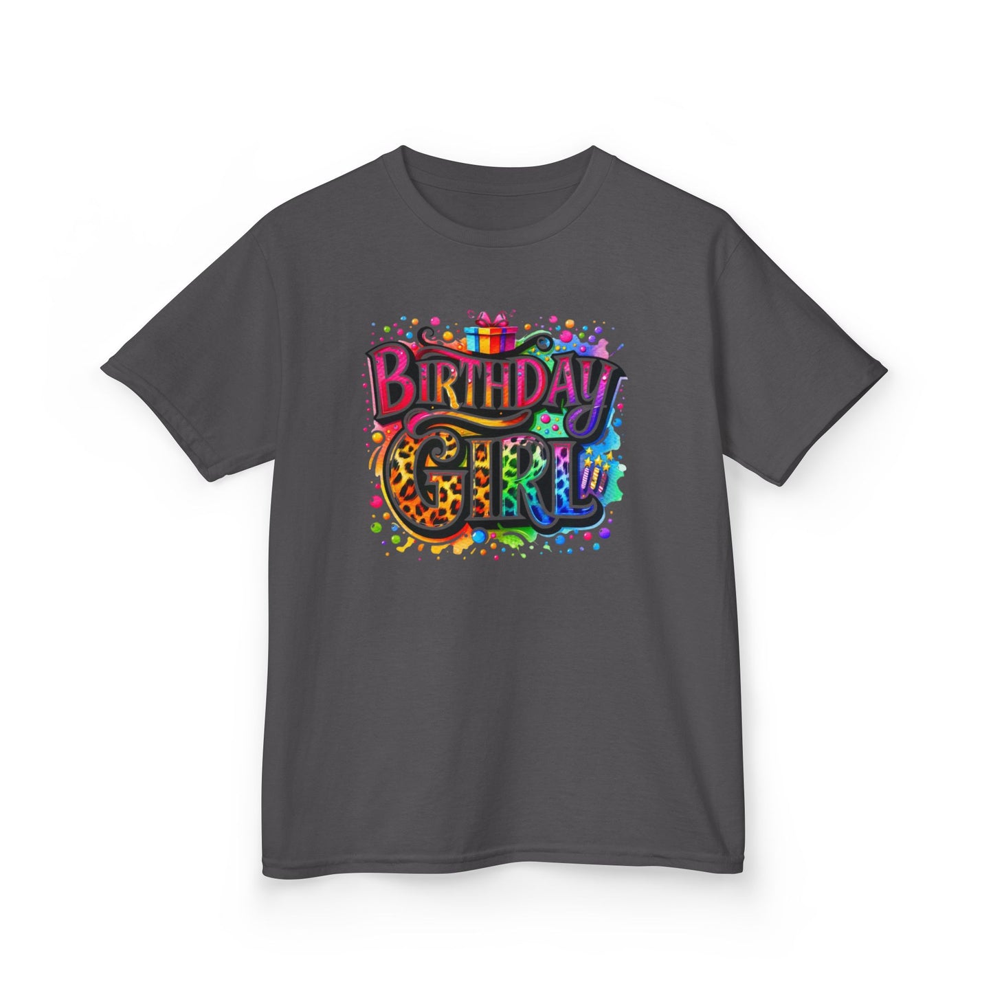 Birthday Girl Kids T‑Shirt — Colorful Confetti Party Tee