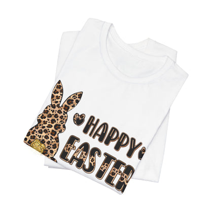 Leopard Print 'Happy Easter' Bunny Tee