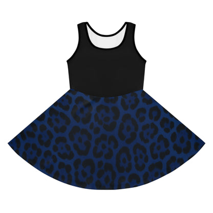 Blue Leopard Print Girls' Sundress