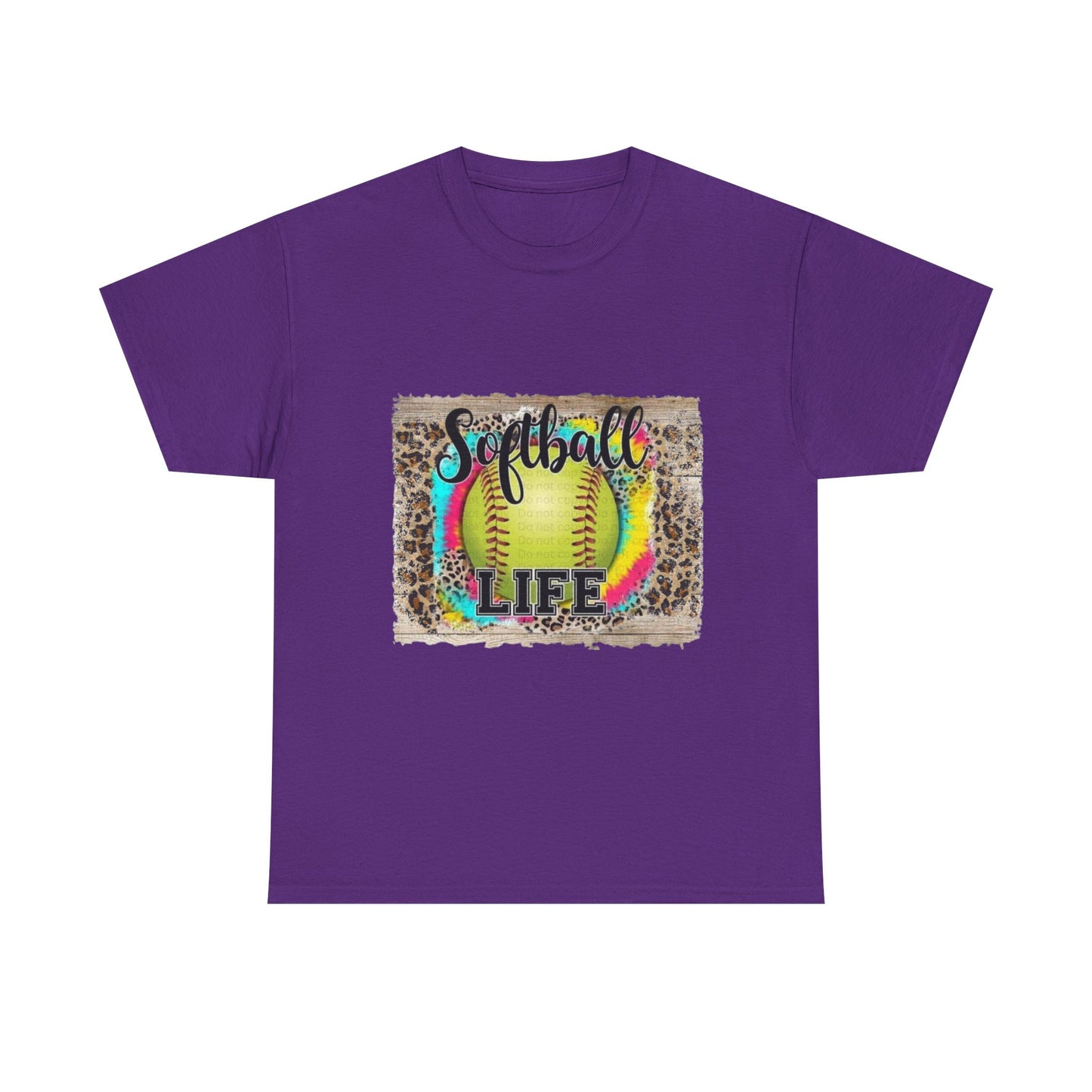 Softball Life Tee — Neon Softball Graphic with Leopard Accent