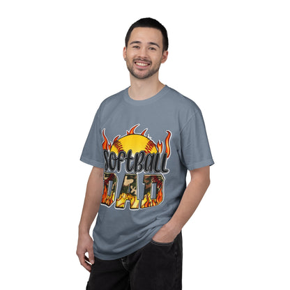 Softball Dad T-Shirt — Flaming Softball Design