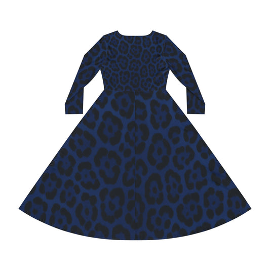 Chic Long Sleeve Dance Dress, Women's Animal Print Dress, Party Outfit, Dance Apparel, Boho Style Dress, Special Occasion Wear, Casual Dress