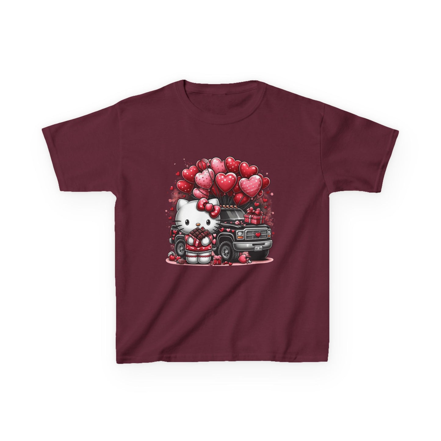 Kids Tee — Cute Kitty with Heart Balloons Valentine Shirt