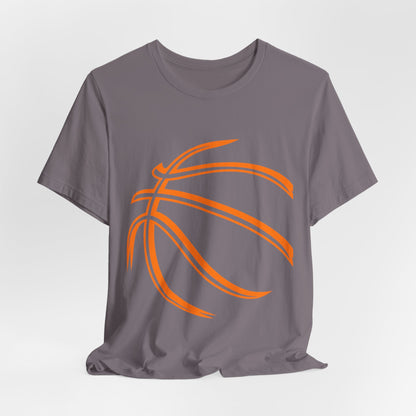 Basketball Line Art Tee — Orange Outline Basketball T-Shirt
