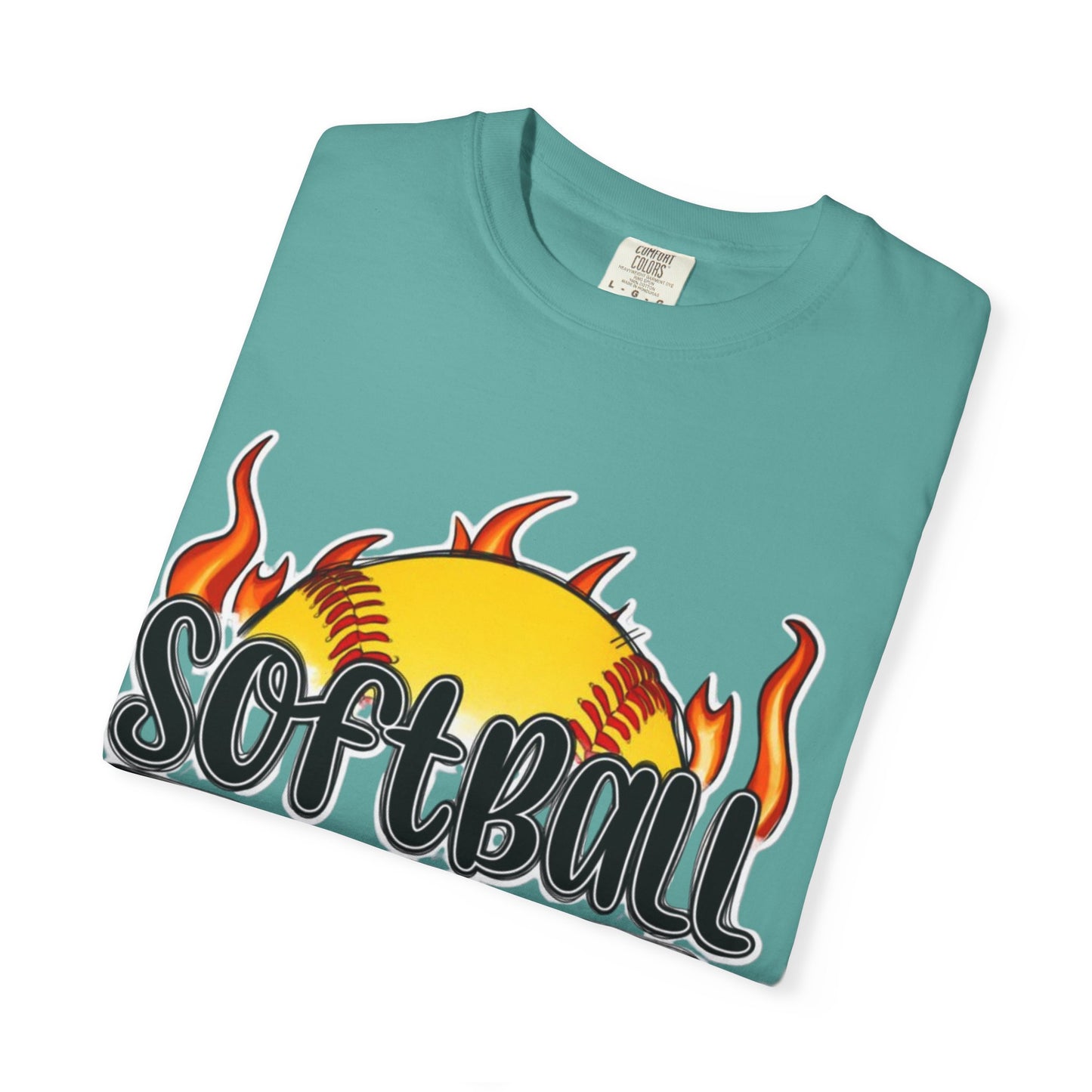 Softball Dad T-Shirt — Flaming Softball Design