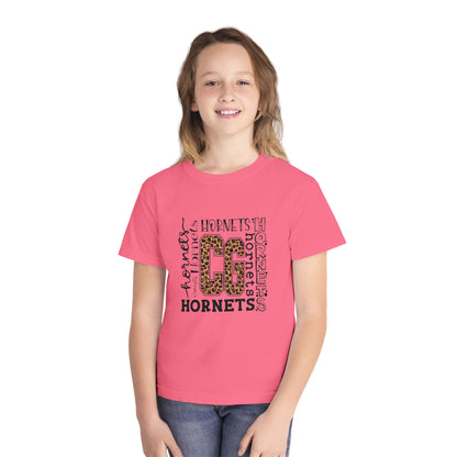 Youth Hornets Tee — Leopard Print 'CG' School Spirit Shirt