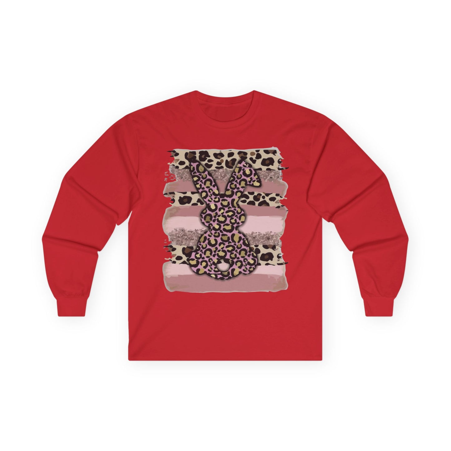 Leopard Bunny Long Sleeve Tee — Pink Stripes & Animal Print