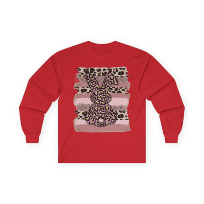 Leopard Bunny Long Sleeve Tee — Pink Stripes & Animal Print