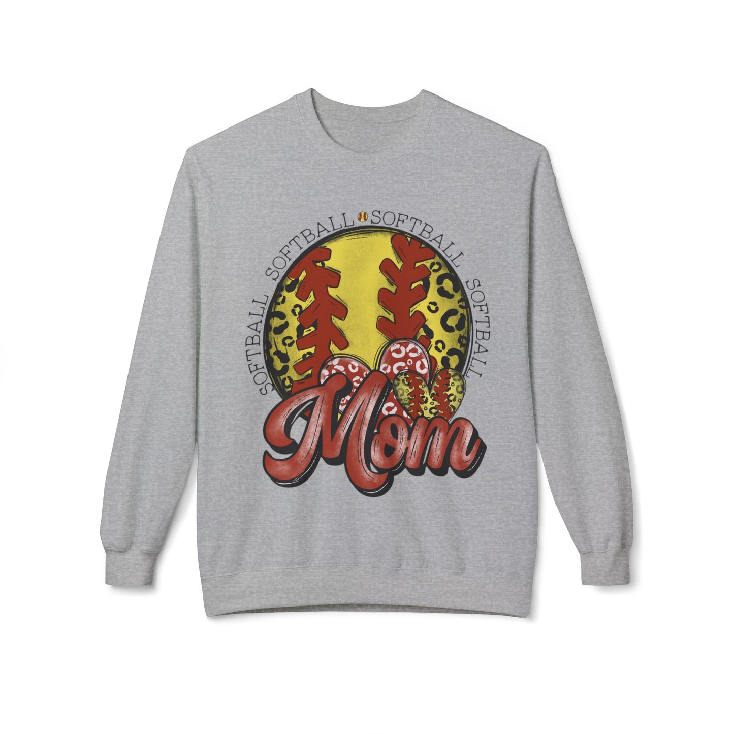 Softball Mom Crewneck Sweatshirt – Leopard Stitch Ball Graphic