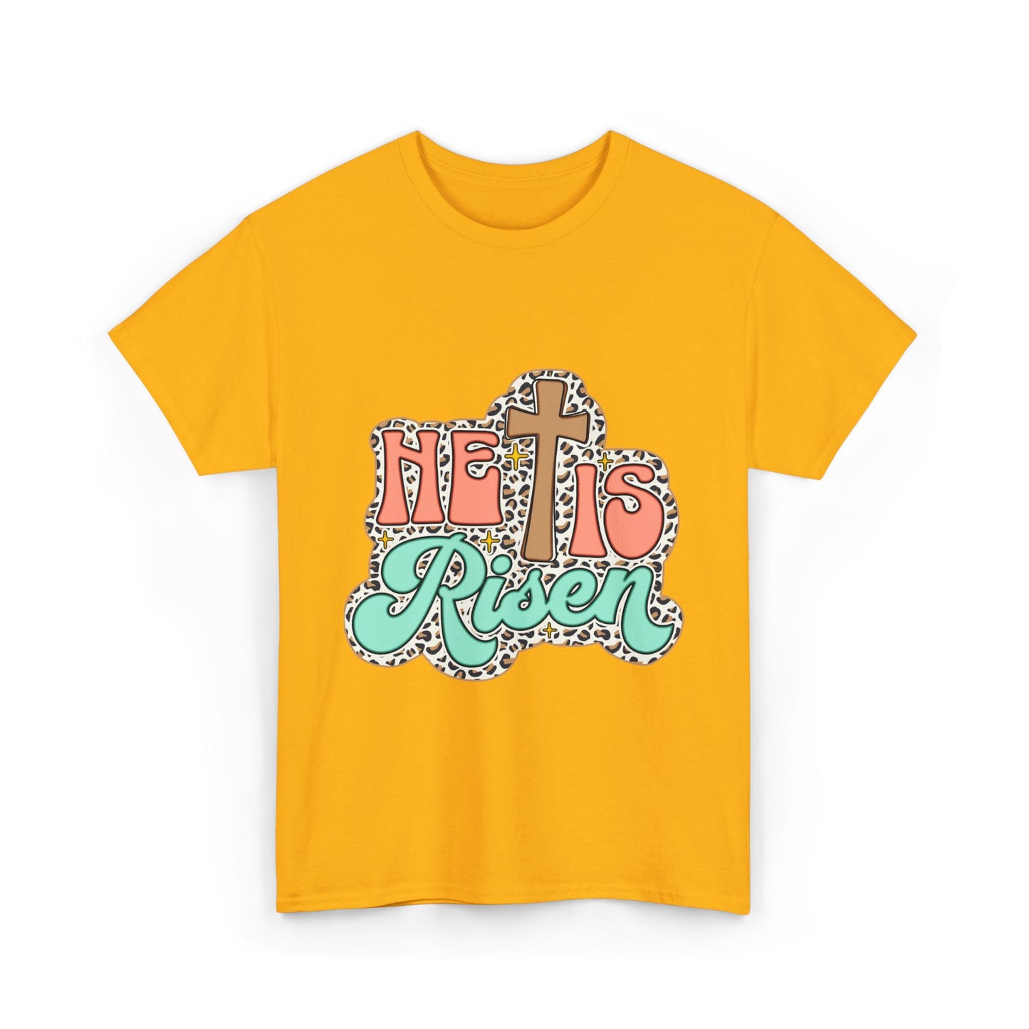 Christian T-Shirt — "He Is Risen" Easter Cross Tee