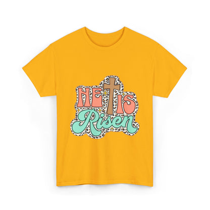 Christian T-Shirt — "He Is Risen" Easter Cross Tee
