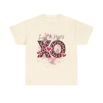 XO Hugs & Kisses Leopard Print Tee — Valentine's Day Graphic Shirt
