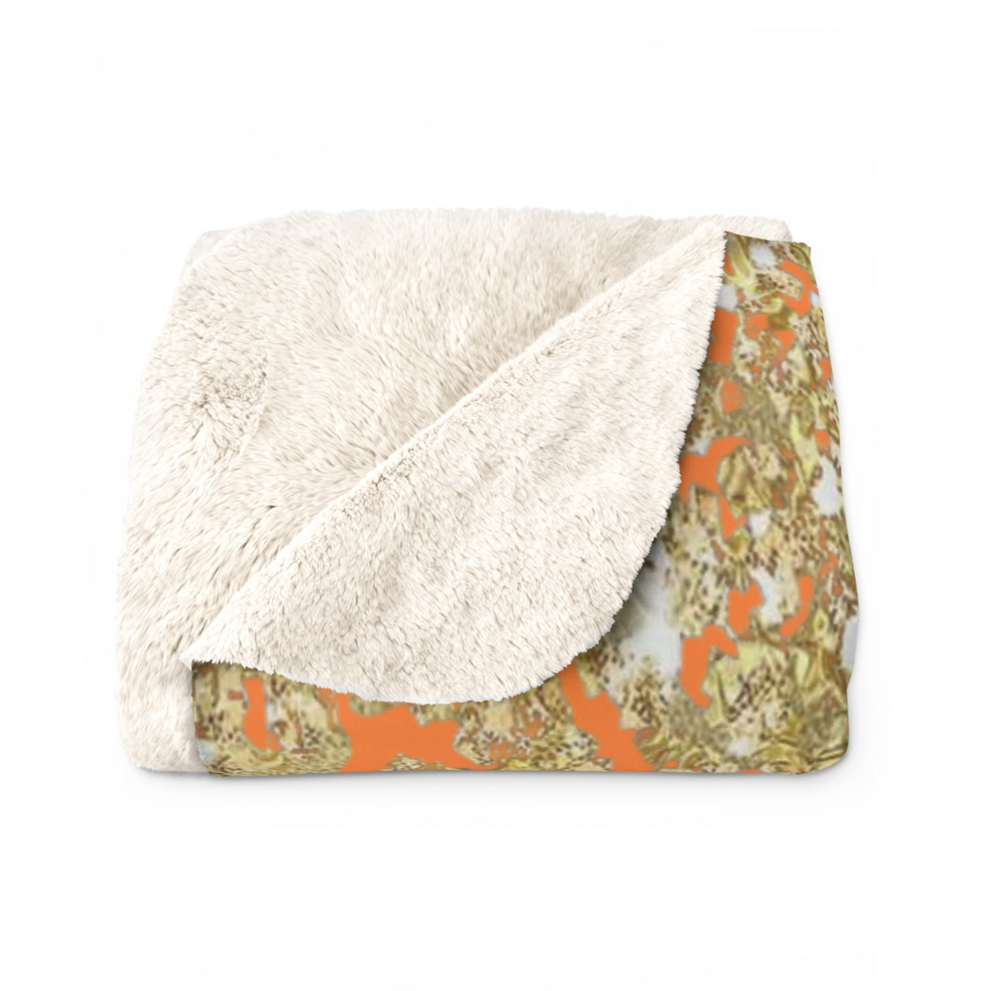 Gold Glitter Leopard Sherpa Blanket — Orange Animal Print Cozy Throw