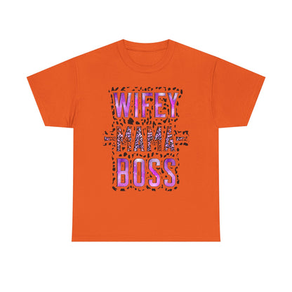 Wifey Mama Boss T-Shirt — Purple Leopard Graphic Tee for Moms
