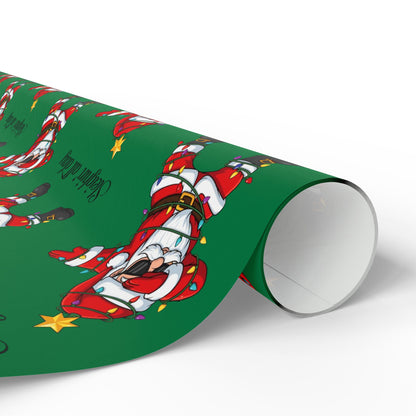 Dabbin' Santa Pattern Wrapping Paper Roll