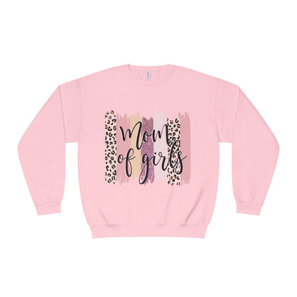Mom of Girls Leopard Brushstroke Crewneck Sweatshirt