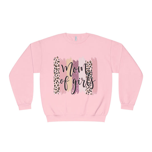 Mom of Girls Leopard Brushstroke Crewneck Sweatshirt