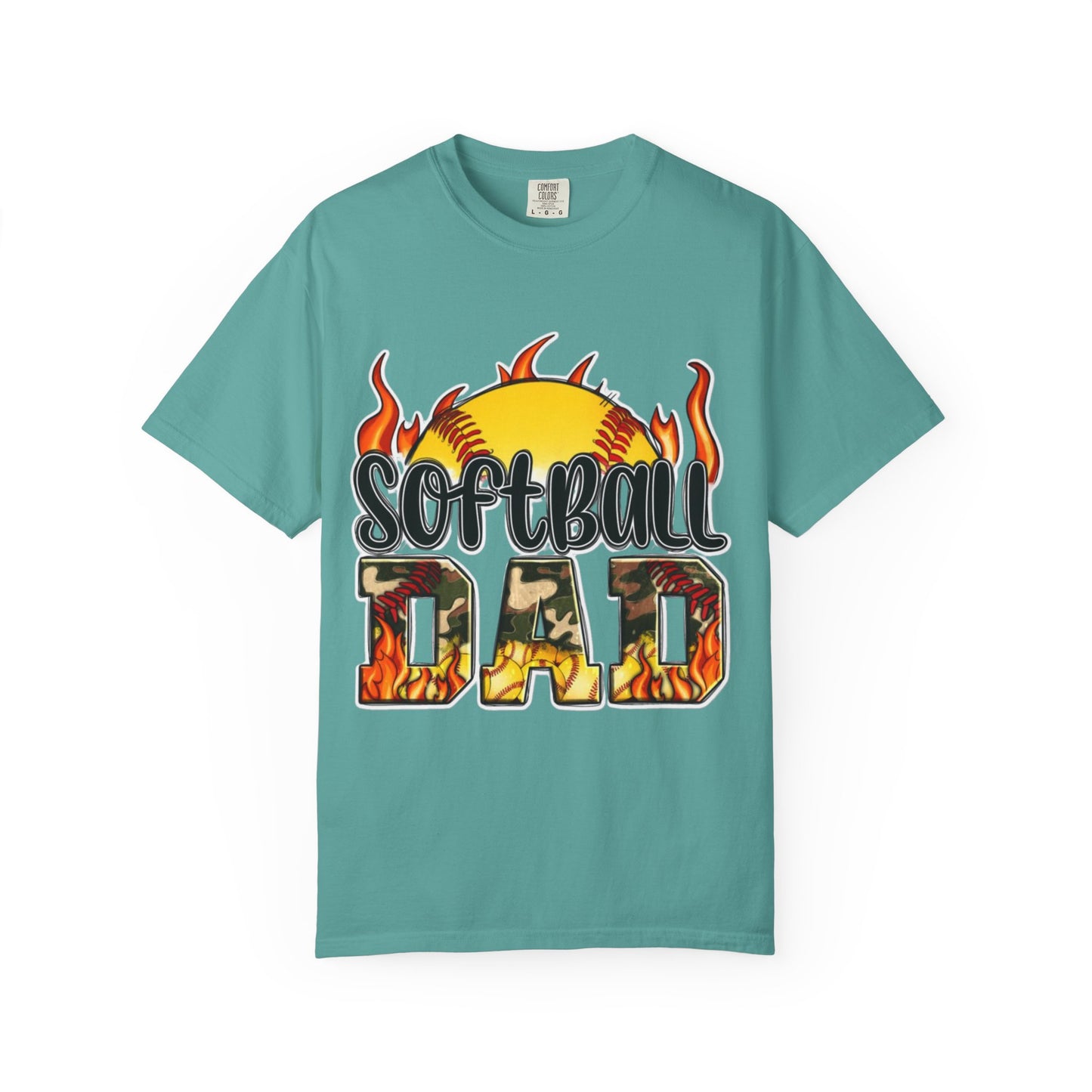Softball Dad T-Shirt — Flaming Softball Design
