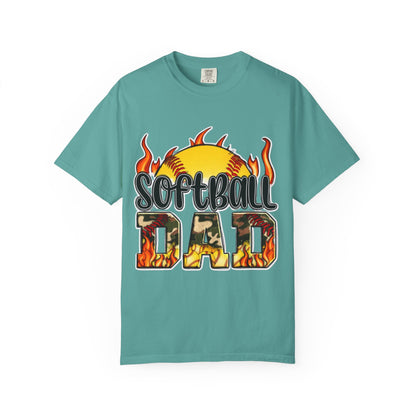 Softball Dad T-Shirt — Flaming Softball Design