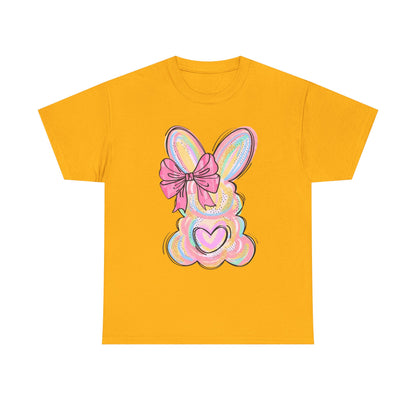 Pastel Bunny Heart T‑Shirt — Cute Easter Bunny Tee with Bow