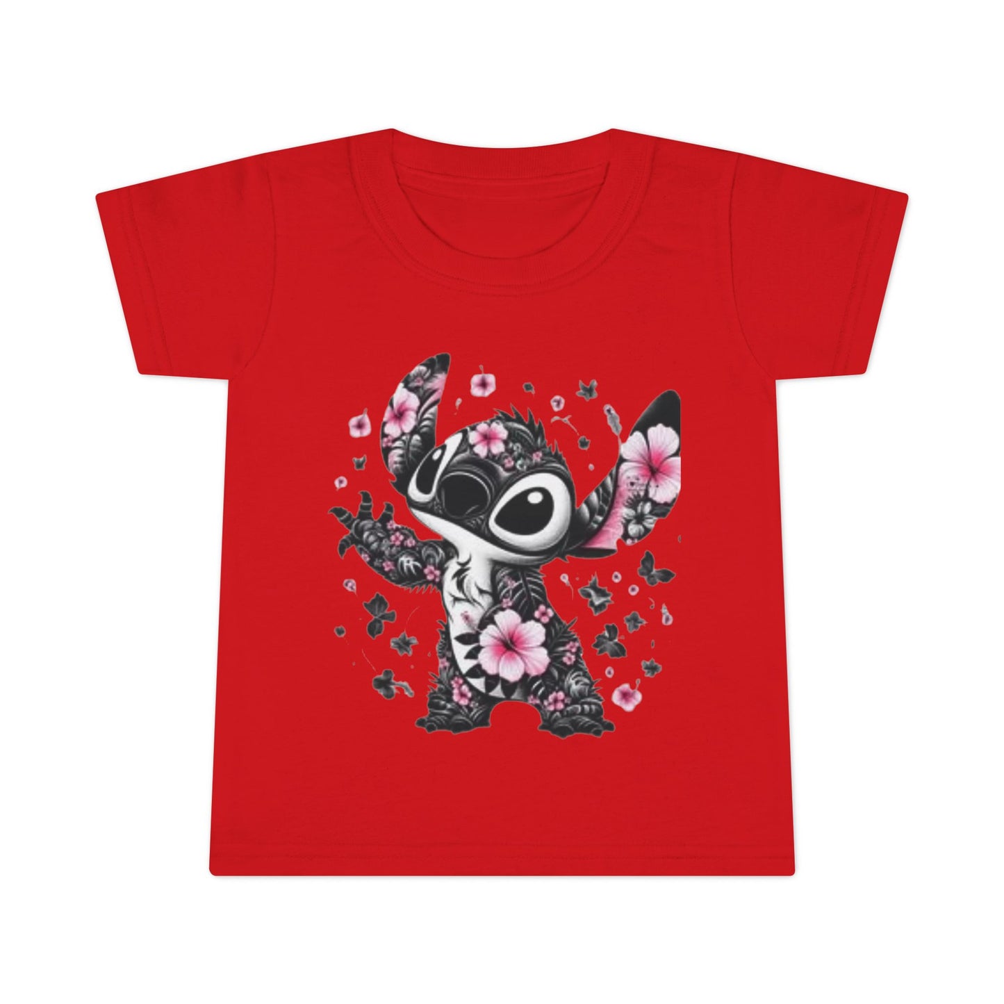 Toddler T-Shirt — Floral Stitch Character Kids Tee (Pink Hibiscus)