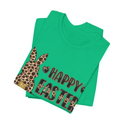 Leopard Print 'Happy Easter' Bunny Tee