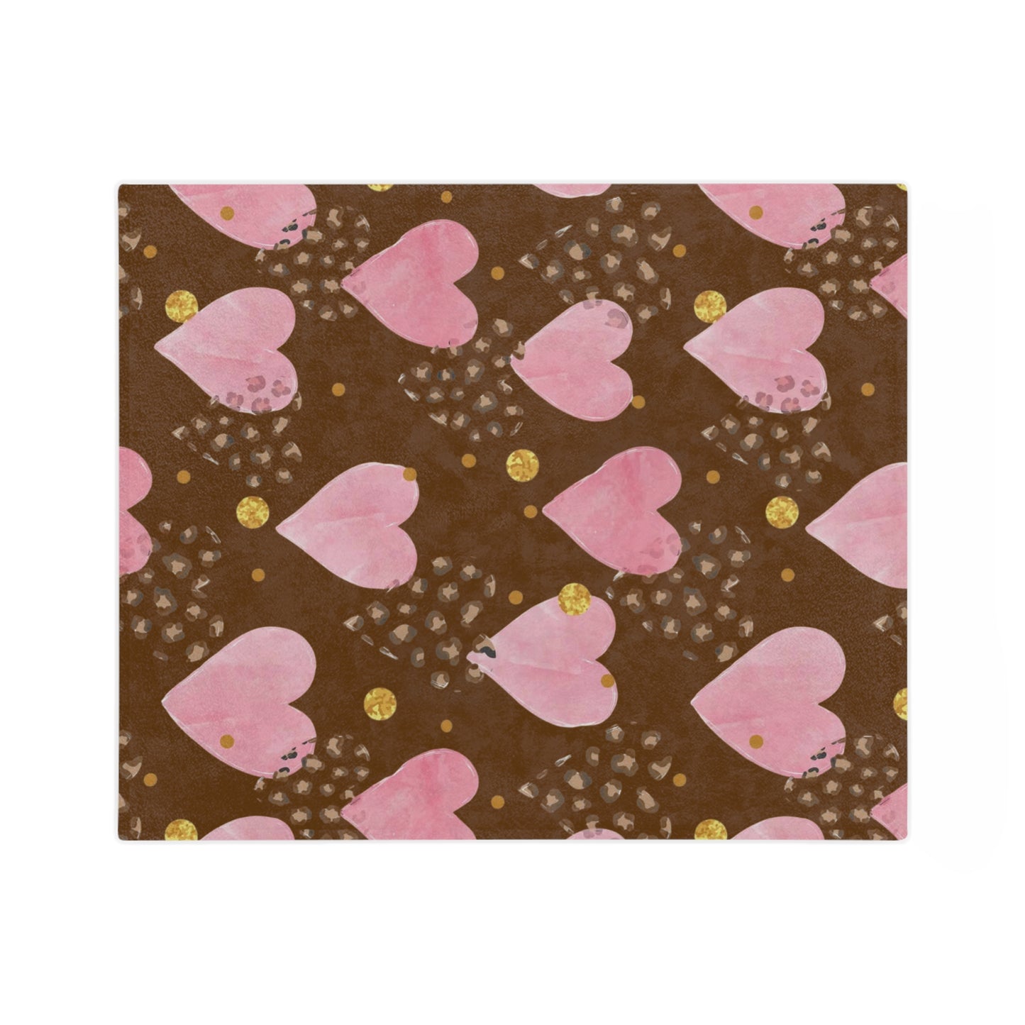 Plush Microfiber Blanket — Pink Watercolor Hearts on Chocolate Background