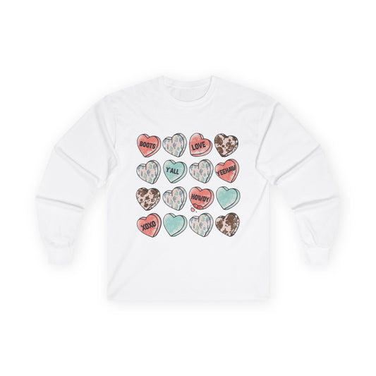 Leopard Heart Candy Long Sleeve Tee — Fall Love & Cozy Vibes