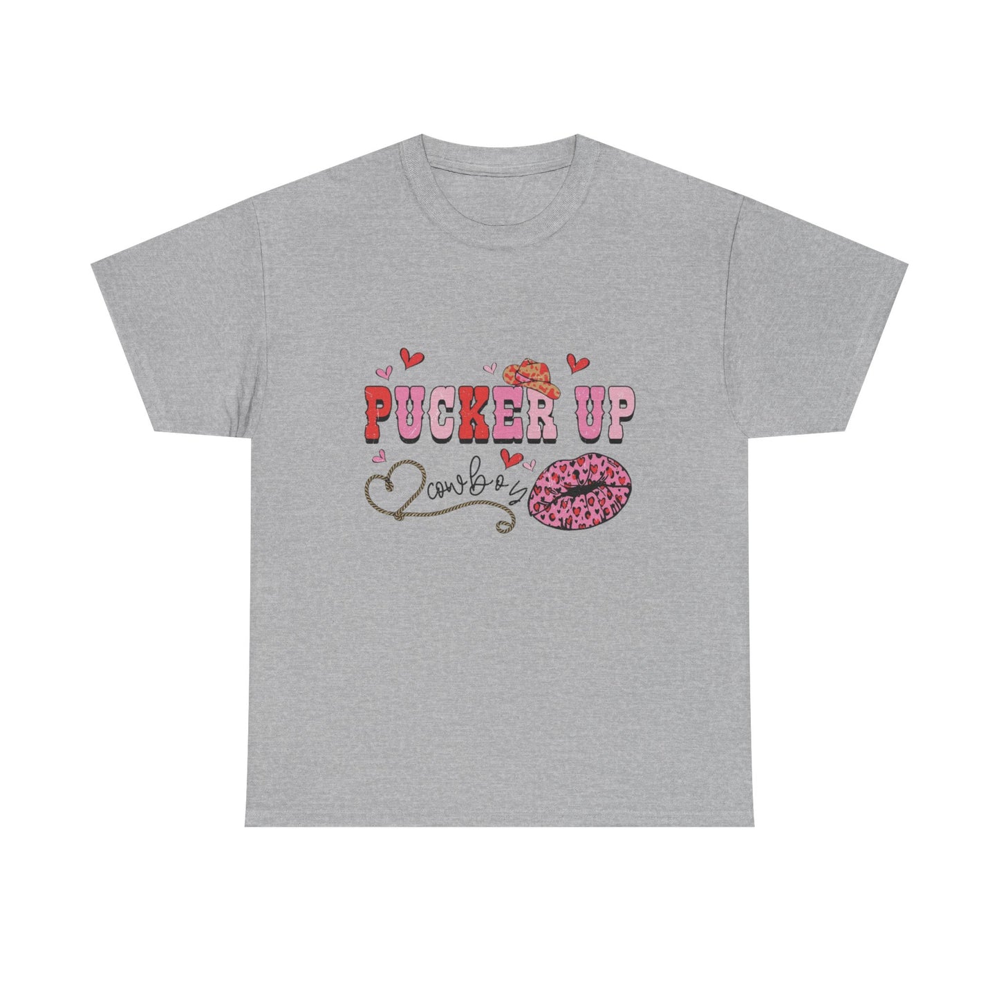 Pucker Up Kiss Graphic Tee – Cute Valentine’s Day Leopard Lip Design