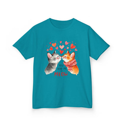 Kids Tee — Cute Cats 'You Had Me at Meow' Valentine Shirt