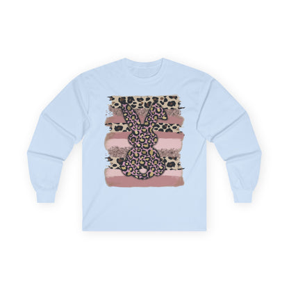 Leopard Bunny Long Sleeve Tee — Pink Stripes & Animal Print