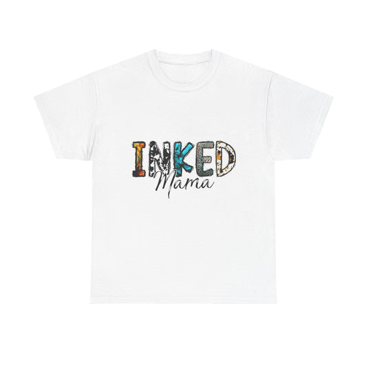 T-Shirt — "Inked Mama" Colorful Tattoo Script Tee for Moms