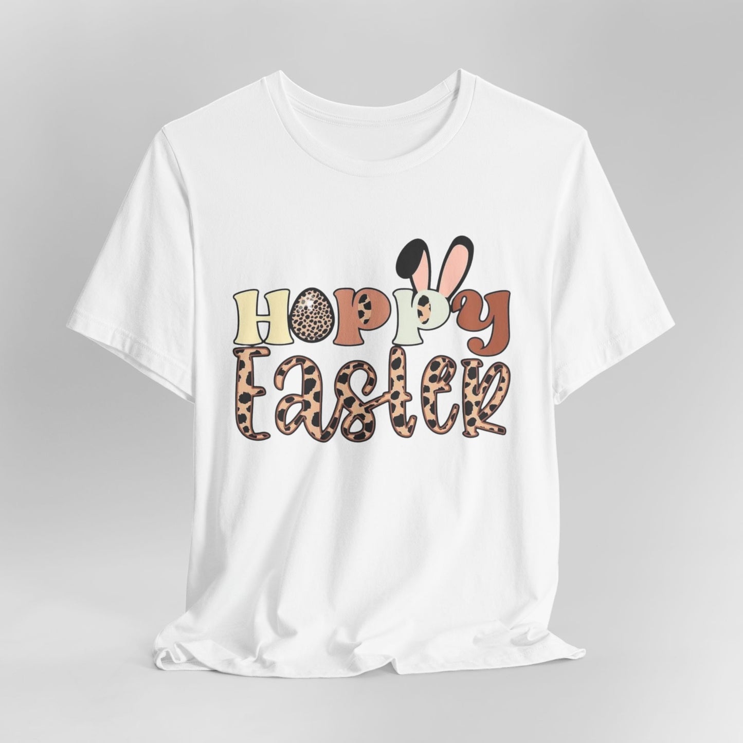 Happy Easter Leopard Print Tee — Cute Bunny Egg Holiday T-Shirt