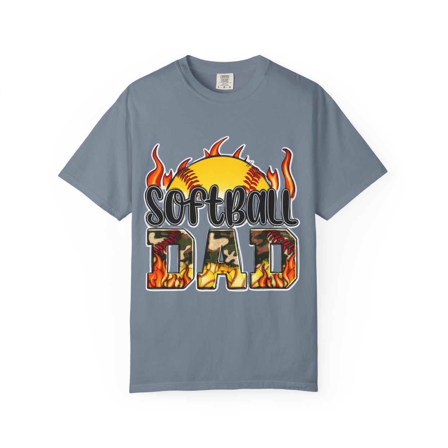 Softball Dad T-Shirt — Flaming Softball Design