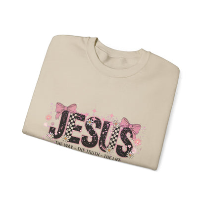 Jesus Floral Crewneck Sweatshirt – The Way The Truth The Life Christian Pullover