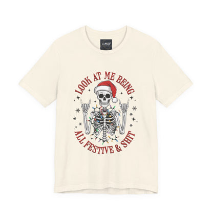Festive Skeleton Tee - Unisex Jersey Short Sleeve T-Shirt