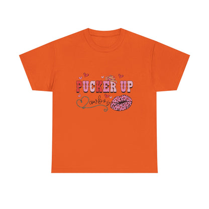 Pucker Up Kiss Graphic Tee – Cute Valentine’s Day Leopard Lip Design