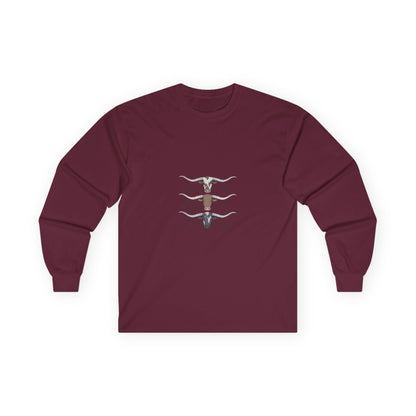 Longhorn Trio Long Sleeve Tee – 'Stay Humble Hustle Hard' Western Graphic