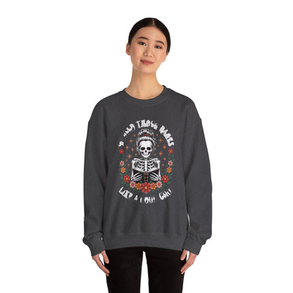 Skeleton Reading Sweatshirt — "And Then There Were None" Floral Gothic Crewneck