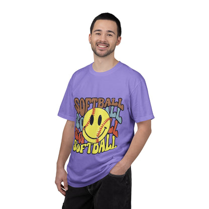 Softball Smile T-Shirt — Retro Smiley Softball Graphic Tee