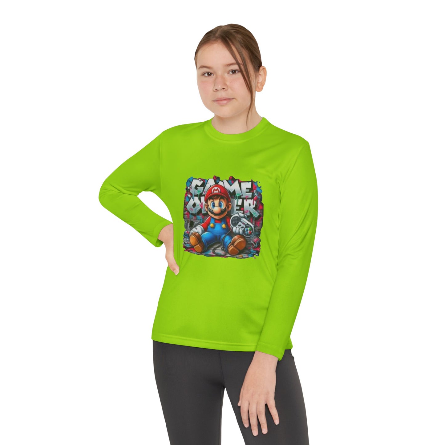 "Game Over" Graphic Youth Long Sleeve Gamer Character Tee
