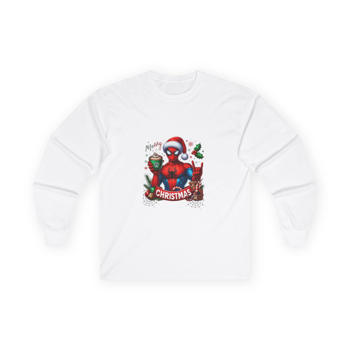 Christmas and Coffee with Spidey- Unisex Ultra Cotton Long Sleeve Tee