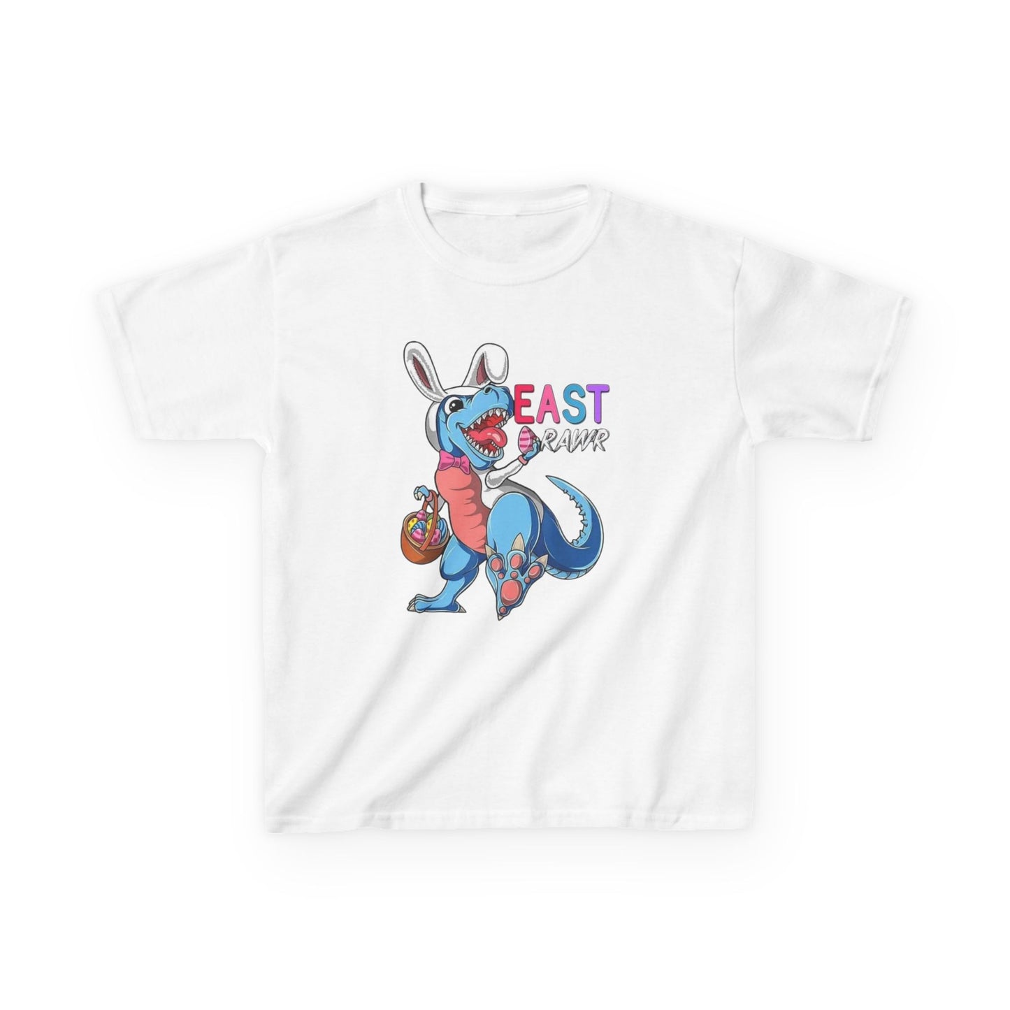 Kids 'Beast of Easter' Dino Bunny T‑Shirt — Cute Easter Dino with Basket