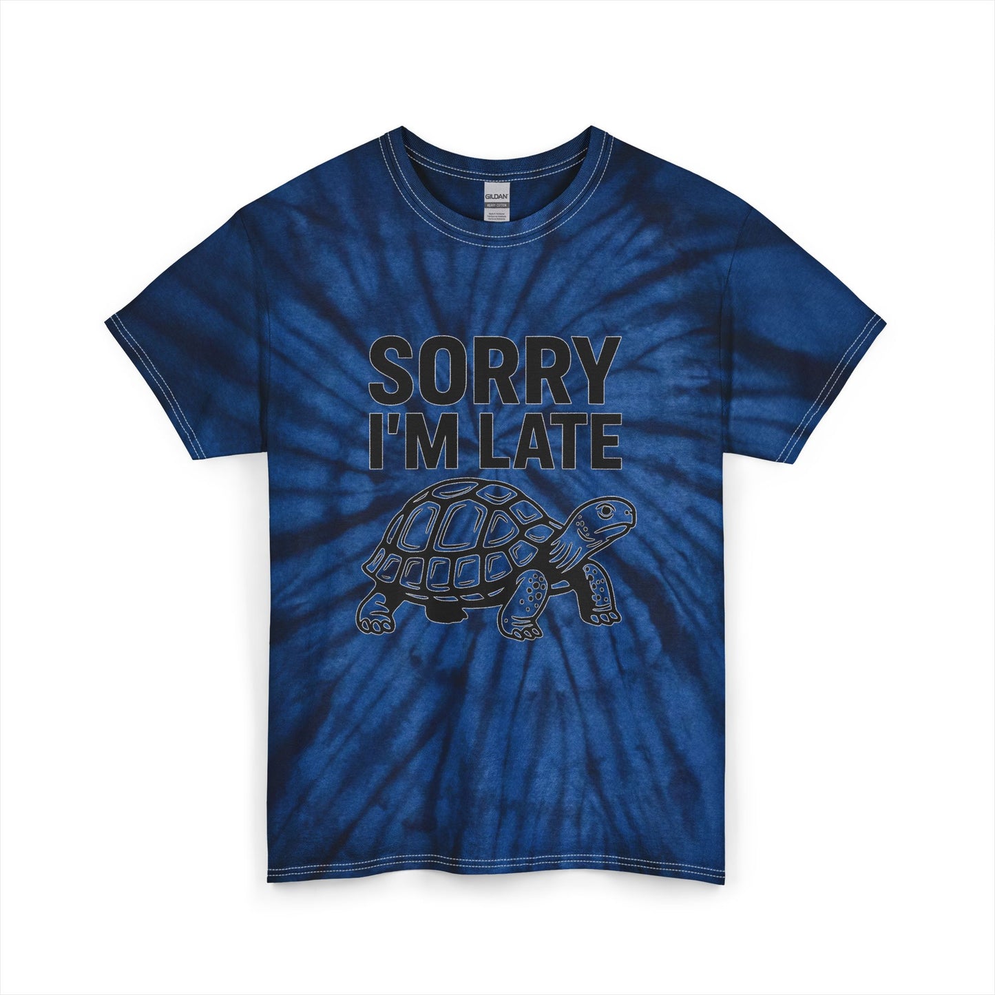 Playful Tie Dye Tee for Relaxed Vibes, Perfect Gift for Friends & Family, Casual Wear, Birthday Gift, Sorry I'm Late Design