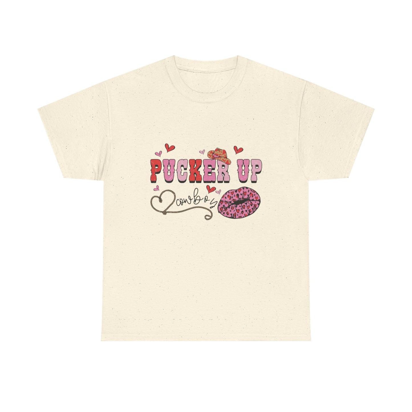 Pucker Up Kiss Graphic Tee – Cute Valentine’s Day Leopard Lip Design